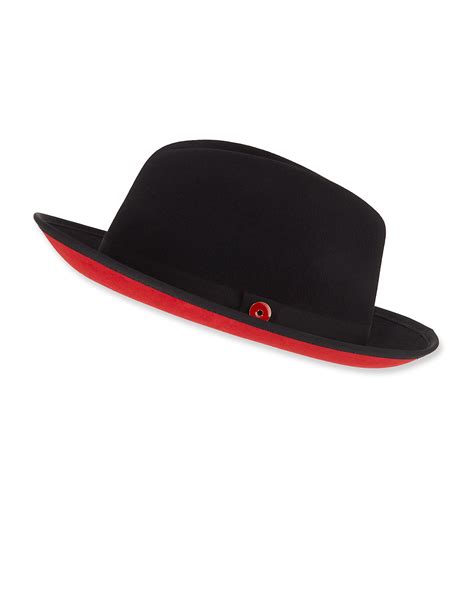 Keith And James Mens King Red Brim Wool Fedora Hat Neiman Marcus