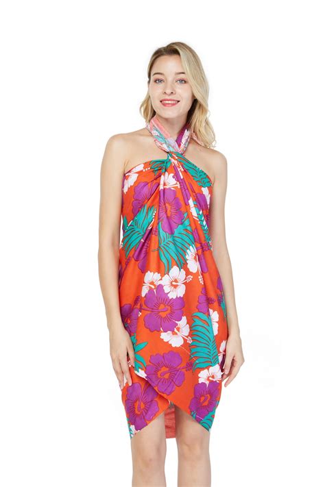 hawaii hangover hawaii sarong dress swim cover up beach wear in hibiscus and palm walmart