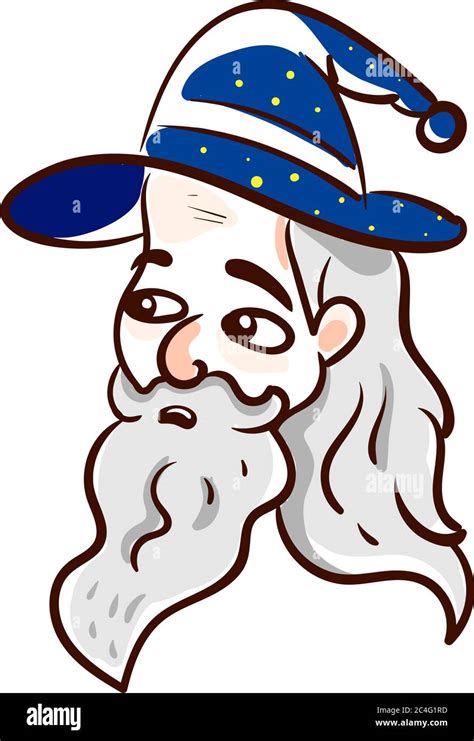 Wizard With Long Beard Illustration Vector On White Background Stock