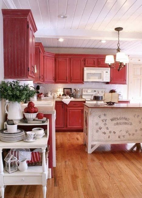 Loving The Red Kitchen Vignettes Rustic Kitchen Cabinets Farmhouse