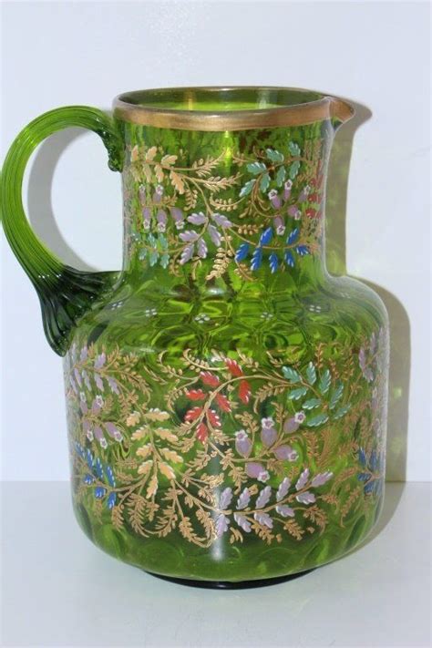 Antique Moser Enameled Bohemian Glass Floral Pitcher May 17 2015 Auction Gallery Of Boca