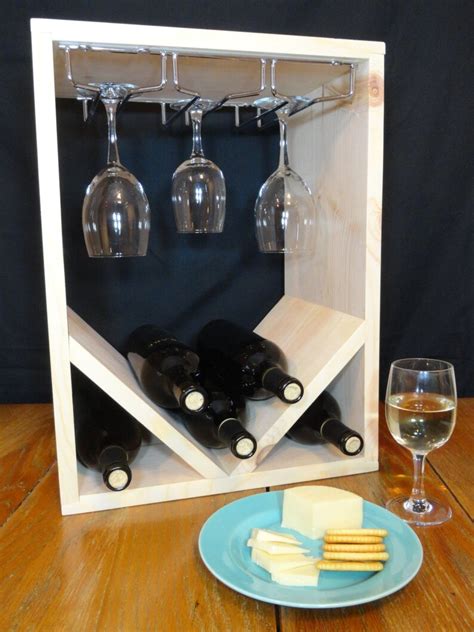 Wine Rack Stemware Wine Glass Holder Natural Or Espresso Solid Etsy