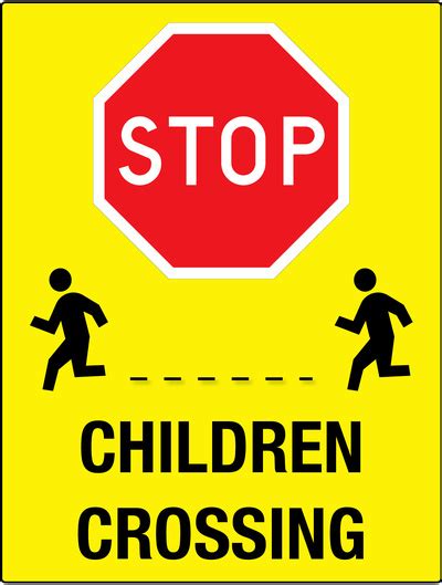 Stop Children Crossing Yellow Safety Sign Free Printables For Kids