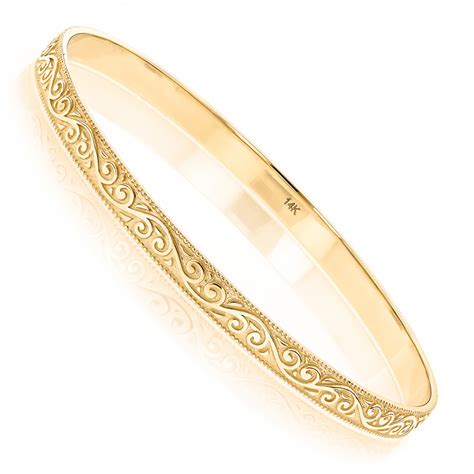 Solid K Gold Floral Bangle Bracelet For Women By Luxurman Benny Jewel