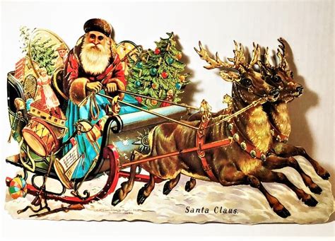 shackman co 14 victorian santa sleigh vintage holiday ornament decoration mint condition rare b