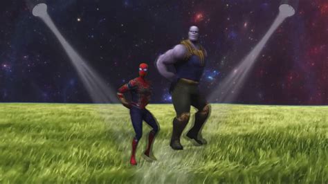 Spider Man And Thanos Dancing Flex Infinity War Scene Funny Cartoon