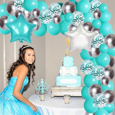 Buy Teal Blue Silver Birthday Party Decorations Balloons Garland Kit