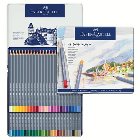 faber castell goldfaber aqua watercolor pencil tin set 48 colors