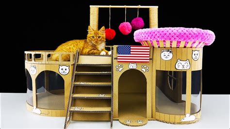 How To Make Amazing Kitten Cat House From Cardboard At Home Youtube