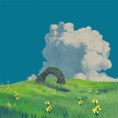 Landscape In The Style Of Studio Ghibli Cgtrader