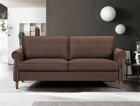 764l Brown Sofa Modern Linen Farbic Sofas For Small Spaces