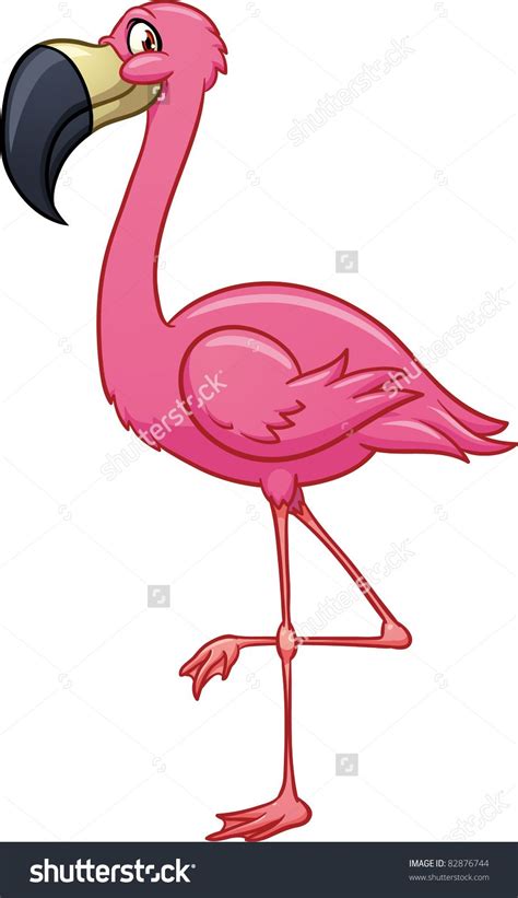 Cute Cartoon Flamingo Vector Illustration With Simple Gradients All