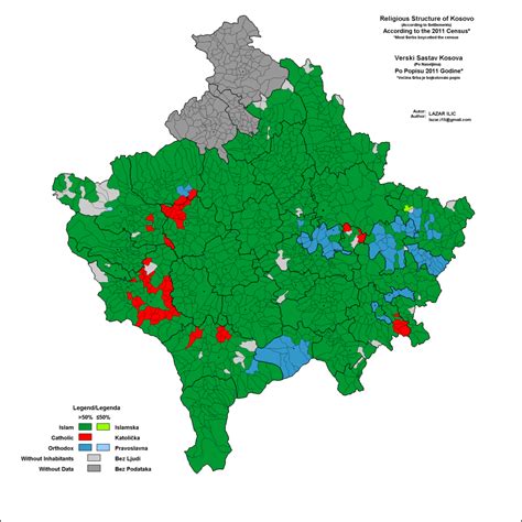 Religion In Kosovo By Settlements 2011 Census Most Serbs Living