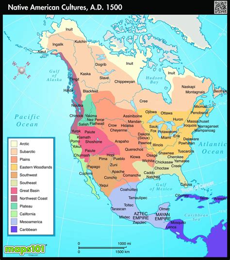 American Indians And First Nations Territory Map With Several