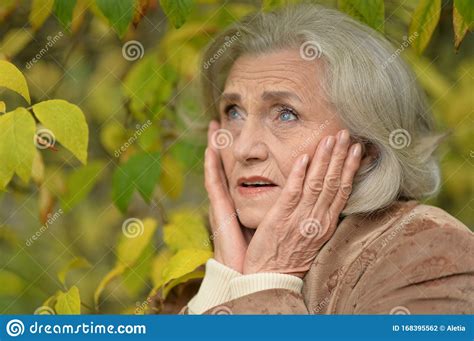 Close Up Portrait Of Sad Senior Woman Stock Photo Image Of Social