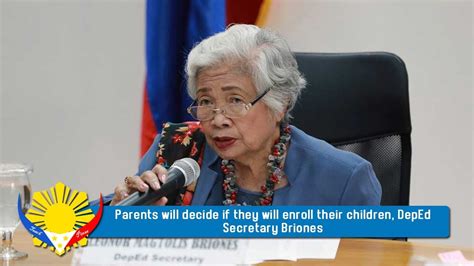 Deped Secretary Leonor Briones Statement On The Enrollment Decision Of