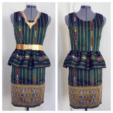 green-thai-peplum-and-pencil-skirt-hmong-clothes,-laos-clothing,-fashion