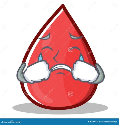 Crying Blood Drop Cartoon Mascot Character Stock Vector Illustration
