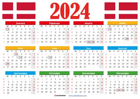 Kalender 2024 Danmark Med Helligdage Og Ugenumre