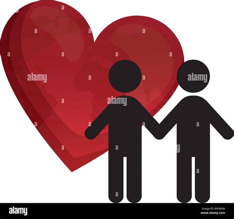 Male Gay Couple Silhouette With Heart Vector Illustration Design Stock Vector Image And Art Alamy