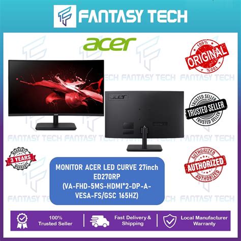 Acer Ed270rp 27 Inch Curve Monitor Full Hd Va Panel 5ms Response