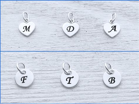 Laser Engrave Initials On Sterling Silver Heart 7mm Or Disc 8mm Script