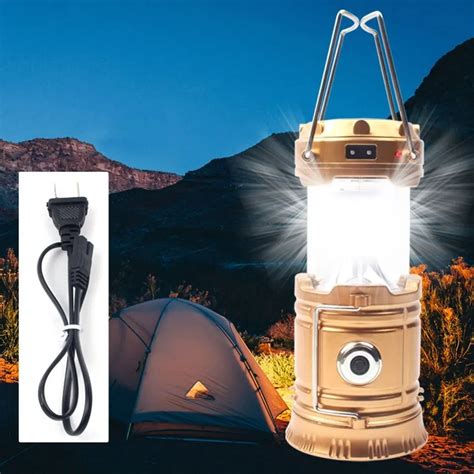 Led Portable Camping Lantern Solar Powered Flashlights Rechargeable