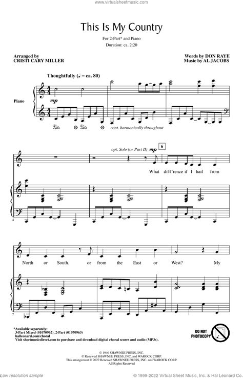 This Is My Country Arr Cristi Cary Miller Sheet Music For Choir 2 Part