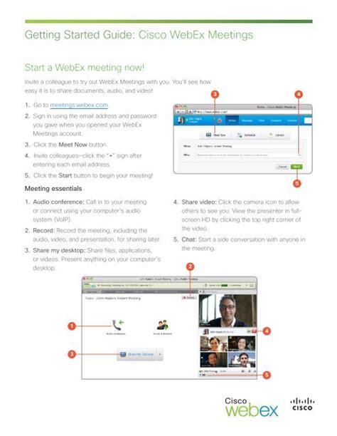 getting started guide cisco webex meetings