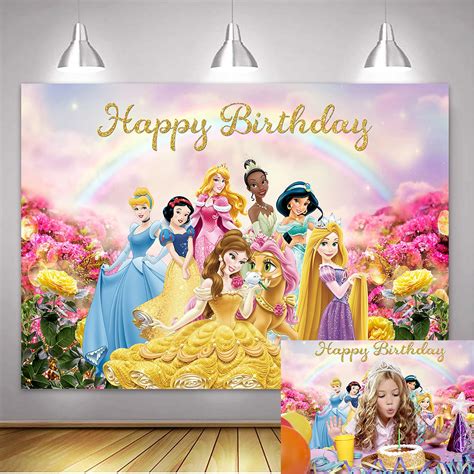Buy Betta Princess Happy Birthday Backdrop Colorful Rainbow Flowers
