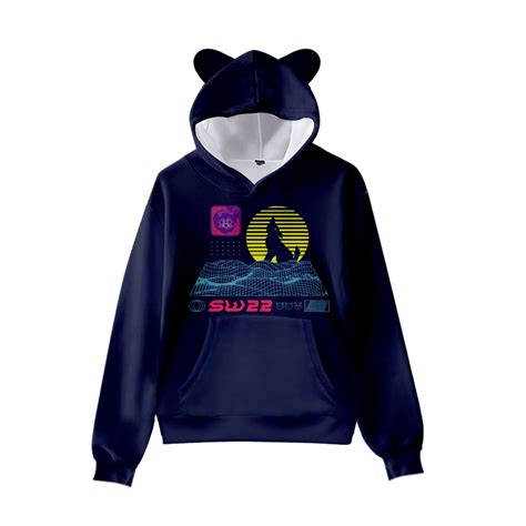 Sssniperwolf Synthwave Cat Ear Hoodie Unique Pullover Cosplay Bear Ear Sweatshirt