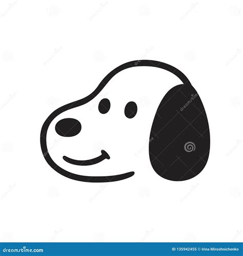 Simple Cartoon Dog Face Drawing Stock Vector - Illustration of line