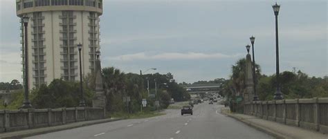 Snapchat, a multimedia messaging app. The southbound lanes of US 17 cross the Ashley River ...