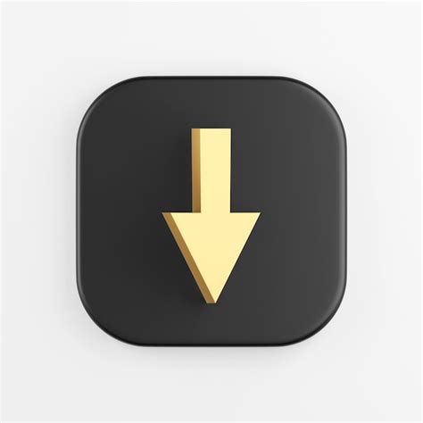 Premium Photo Down Arrow Gold Icon 3d Rendering Of Black Square Key