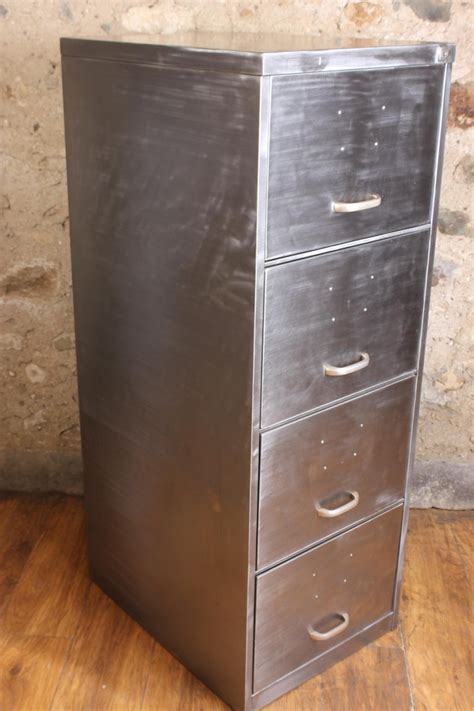 Filing cabinets and office storage(12). Vintage Industrial Stripped Metal 4-Drawer Filing Cabinet ...