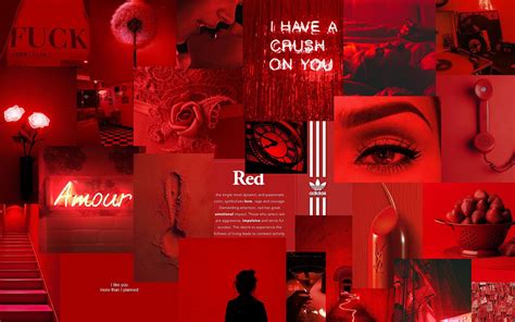 Neon Red Aesthetic Collage Wallpaper Laptop Fotomuslik