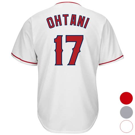 Mens Los Angeles 17 Shohei Ohtani Baseball Jersey White Gray Red Cool