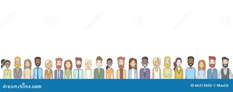 Group Of Casual People Big Crowd Diverse Ethnic Horizontal Banner Stock