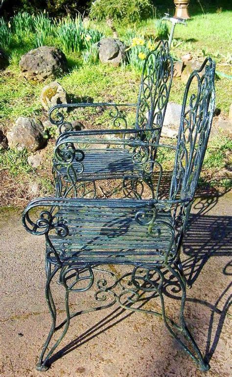 Iron Patio Chair Garden Set Vintage Rare Art Nouveau Victorian Southern