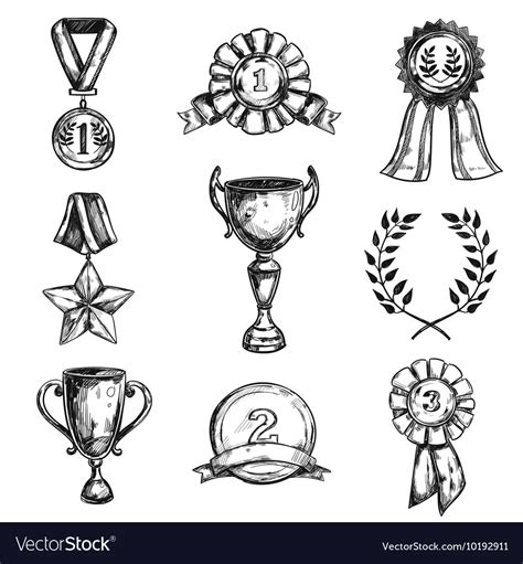 Sketch Medal Design Icon Set Royalty Free Vector Image