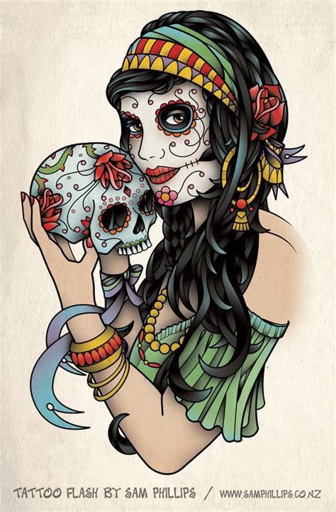 Gypsy And Sugar Skull By Sam Phillips Nz On Deviantart
