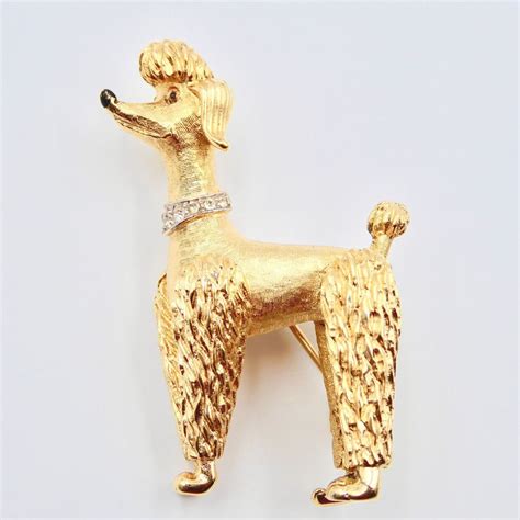 Marcel Boucher Poodle Rhinestone Collar Pin 7916p Dog Figural Textured