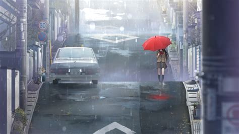 Wallpaper Street Anime Girls Urban Snow Rain