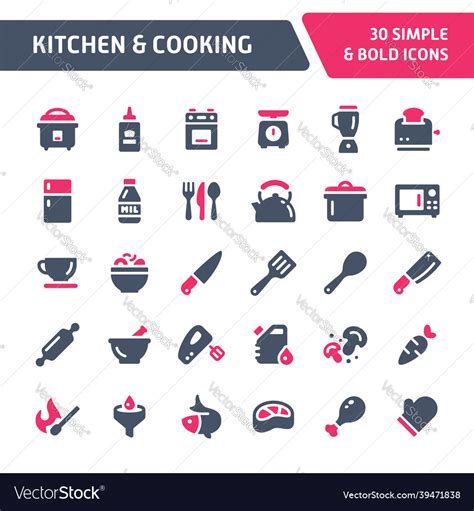 Kitchen Cooking Icon Set Royalty Free Vector Image