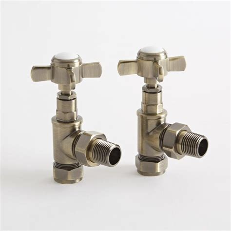 Milano Brushed Gold Traditional Angled Radiator Valves Pair