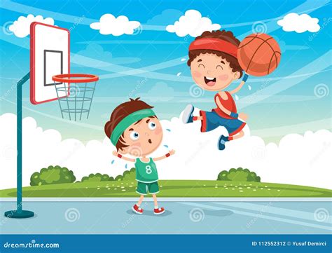 Ejemplo Del Vector De Los Niños Que Juegan A Baloncesto Ilustración Del