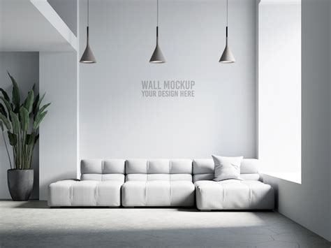 Premium Psd Modern Interior Living Room Wall Mockup With Furniture