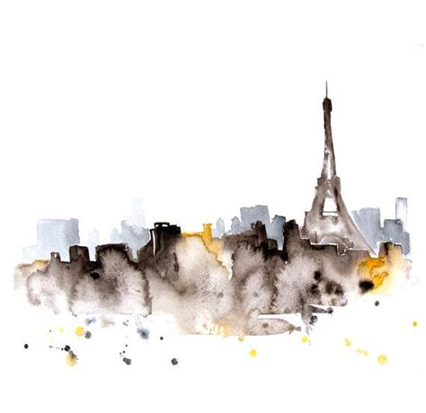 Eiffel Tower Paris Abstract Watercolor Painting Cityscape Art Print