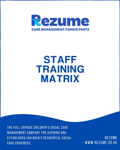 Employee safety training programs take place in all companies. Staff Training Matrix - Rezume Care Management Consultants