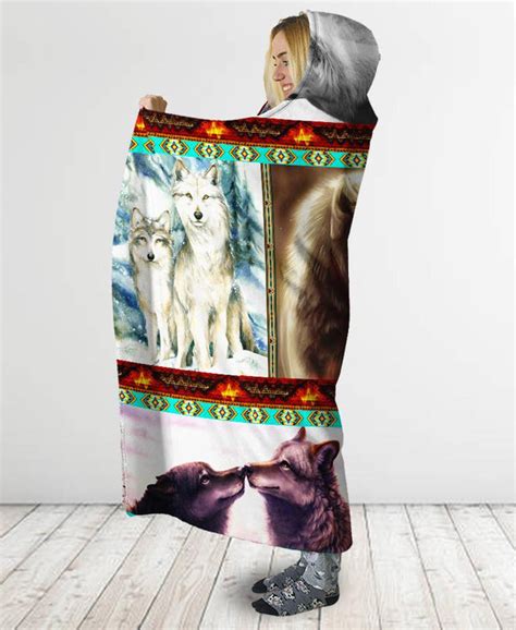 native loving wolves hooded blanket